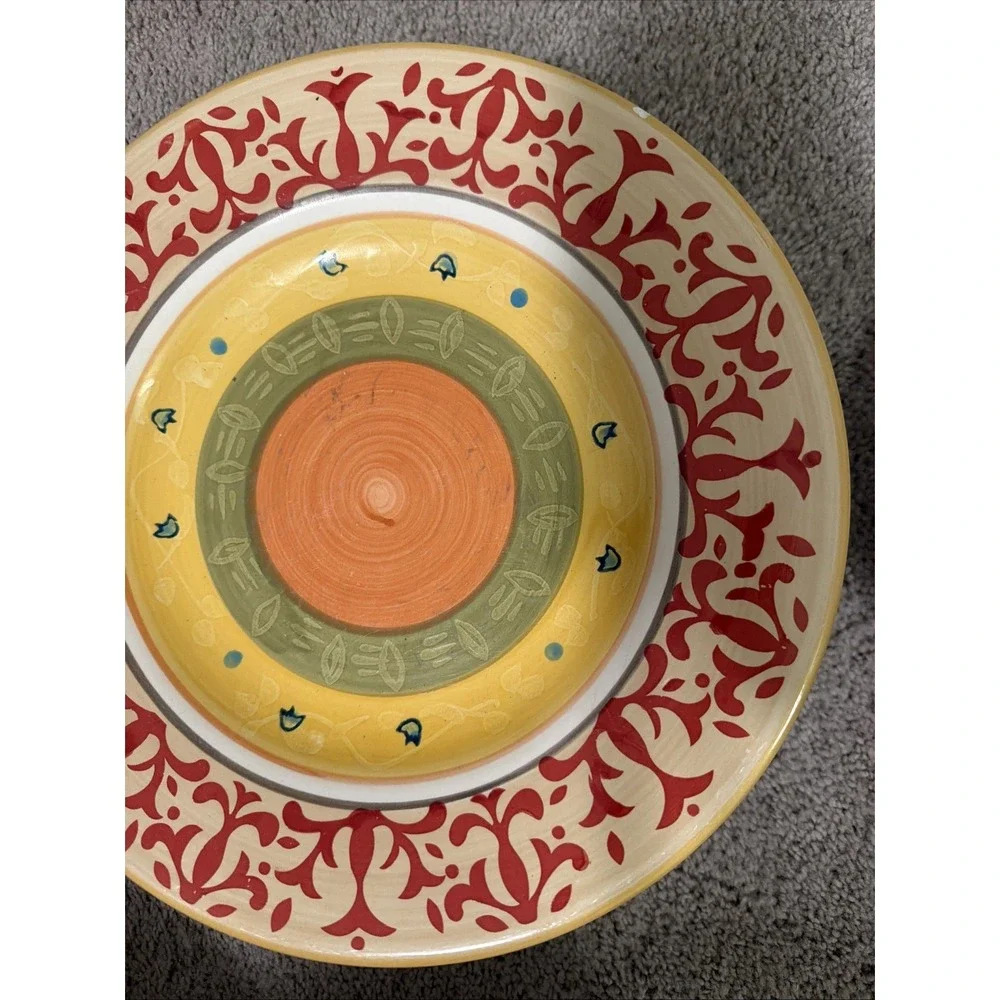 Home American Simplicity Dinner Plates Set of 6 Stoneware Red Orange 11in